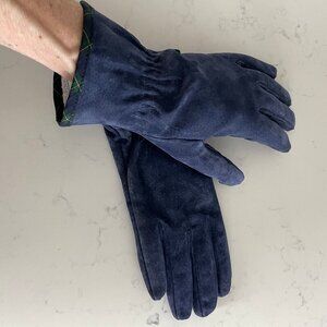 Charter Collection Vtg Fleece Lined Acrylic Gloves Tartan Trim Blue Grn Sz M